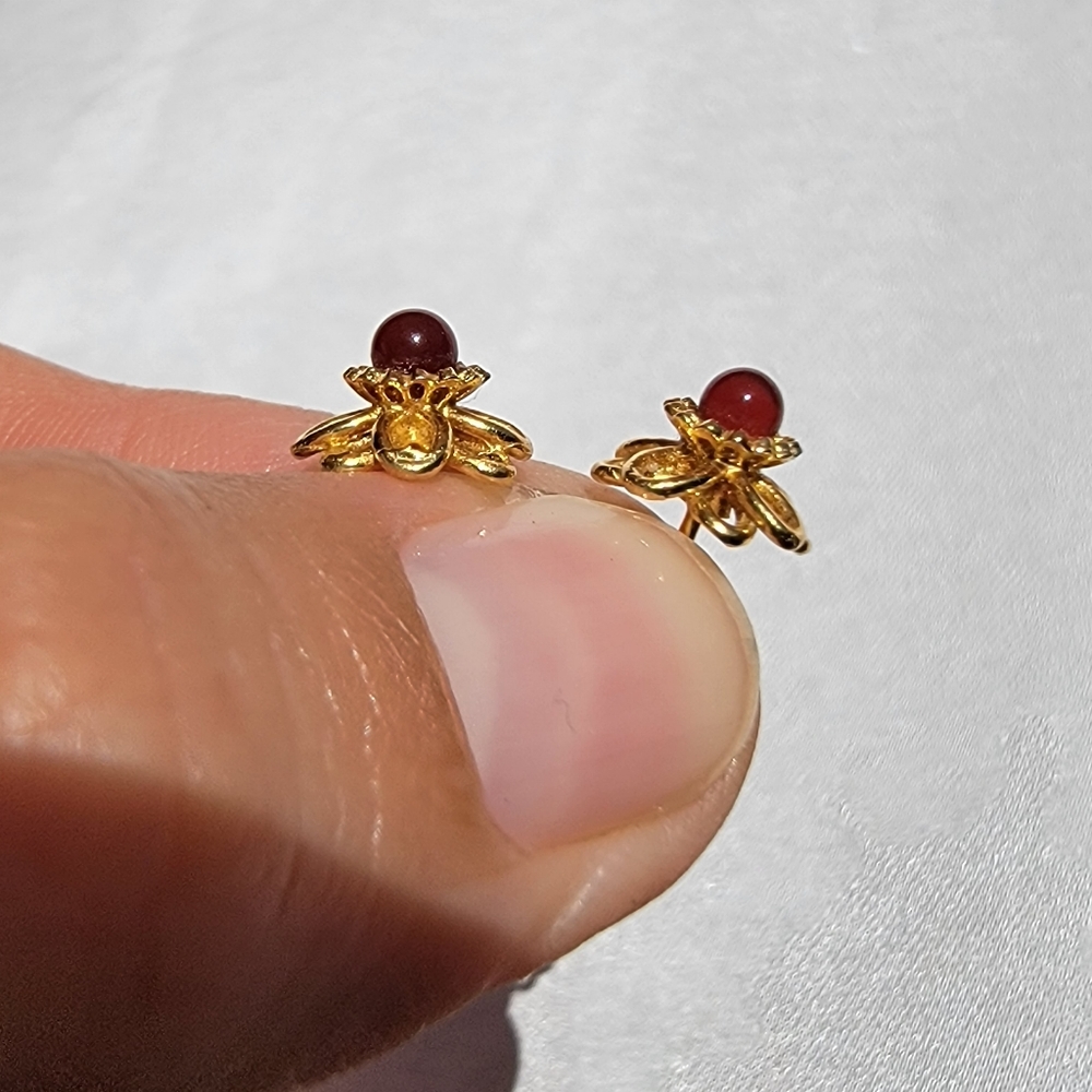 Flower 14k Solid Yellow Gold Studs - image 2